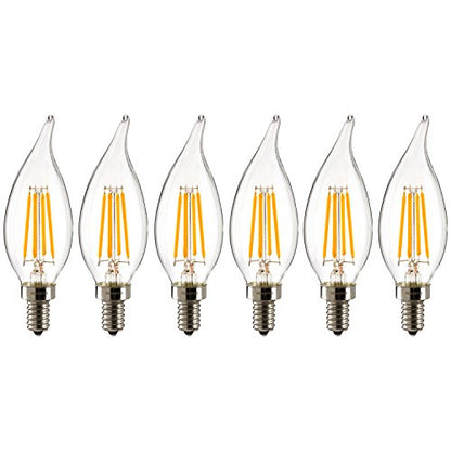 Sunlite LED Filament Chandelier, Candelabra Base 2700K Warm White Lamp