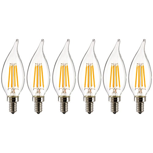 Sunlite LED Filament Chandelier, Candelabra Base 2700K Warm White Lamp