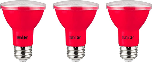 Sunlite 81465 LED PAR20 Colored Recessed Light Bulb, 3 Watt (50w Equivalent), Medium (E26) Base, Floodlight, ETL Listed, Red, Pack of 3