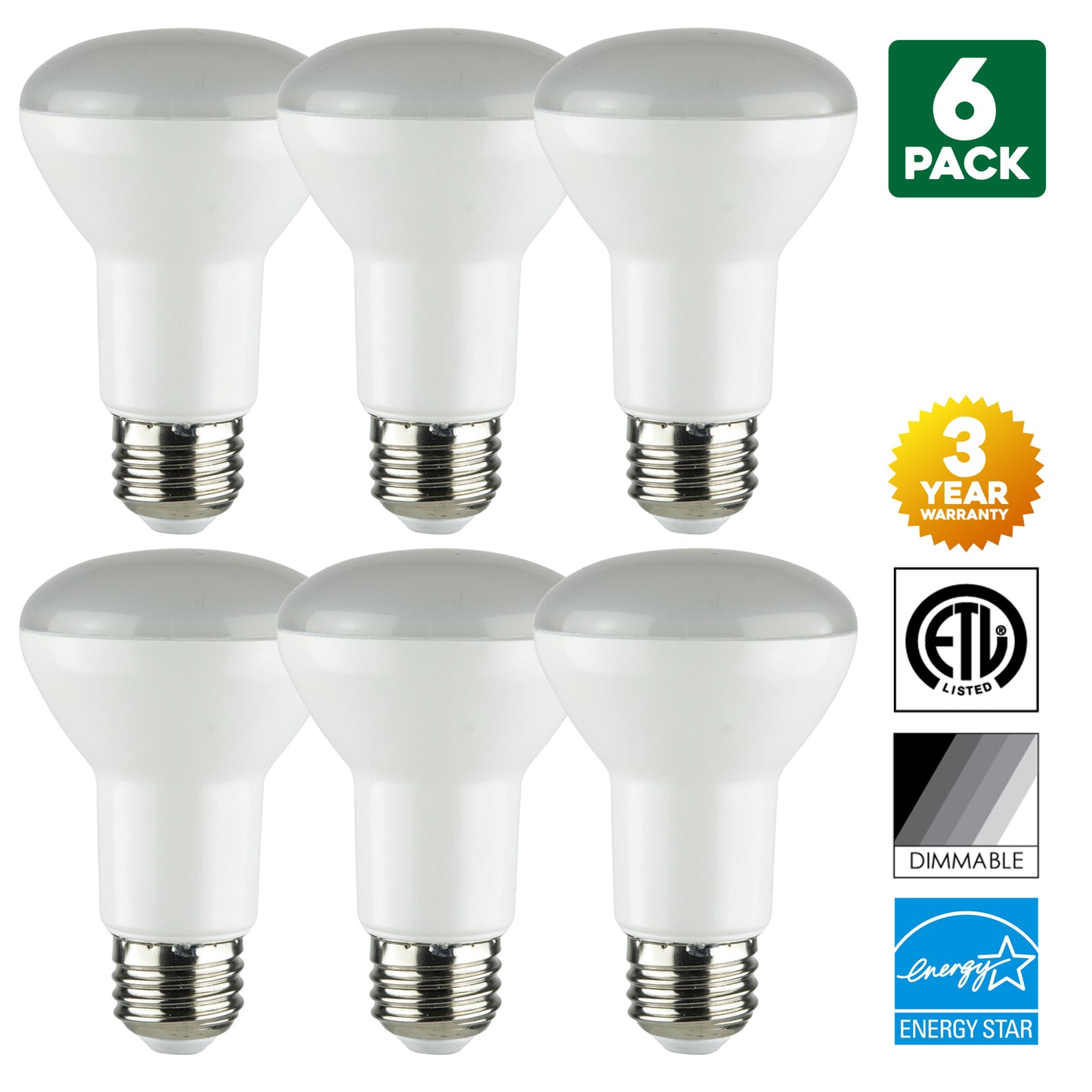 Sunlite 8-Watt Dimmable LED R20 Reflector Bulb, 50W Incandescent Equivalent, Medium (E26) Base, 4000K Cool White