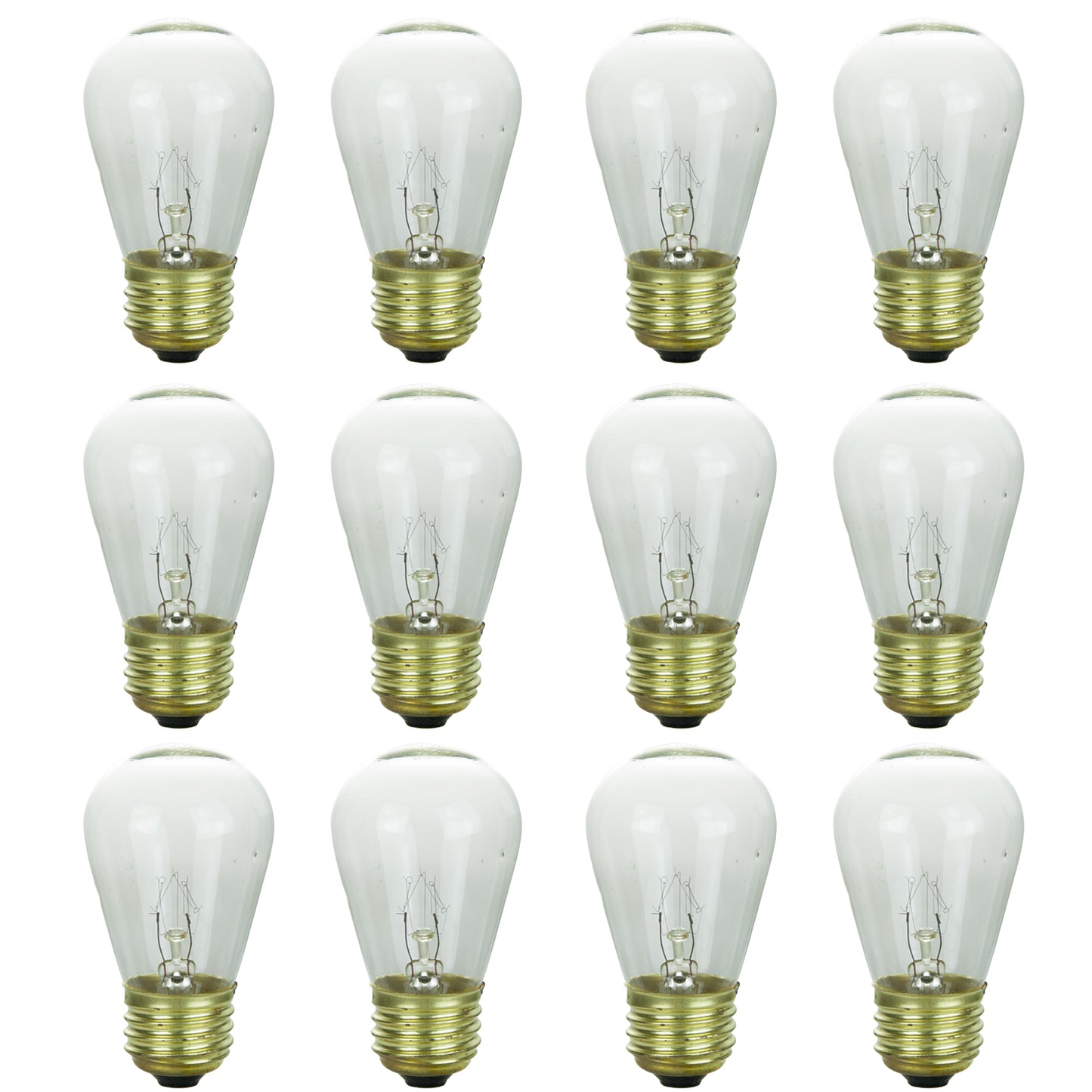 Sunlite 41481-SU S14 Incandescent Colored Party String Light Bulb, 11 Watts, Medium Base (E26), Dimmable, Mercury Free, Clear 12 Pack