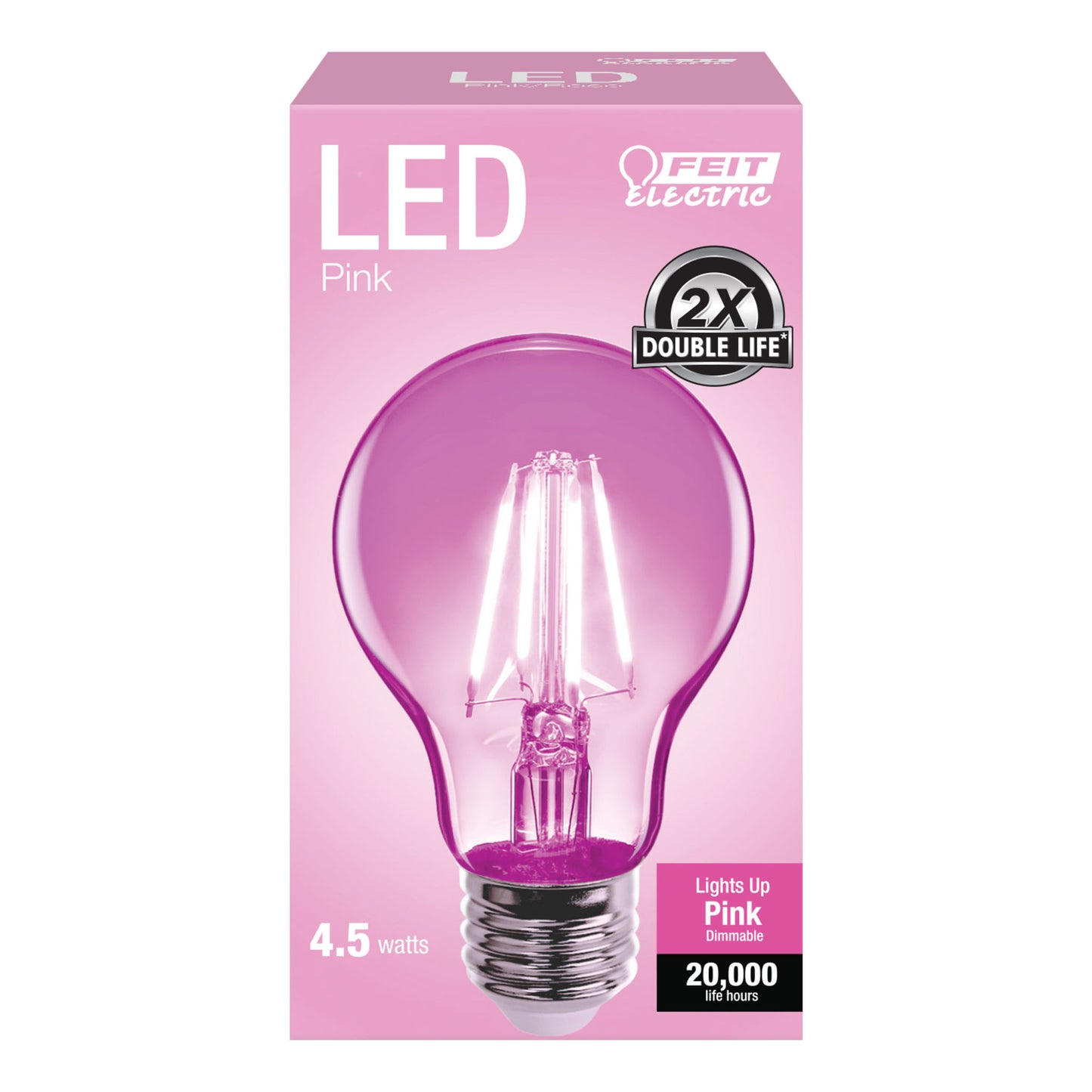 A19 Clear Glass Pink LED Bulb