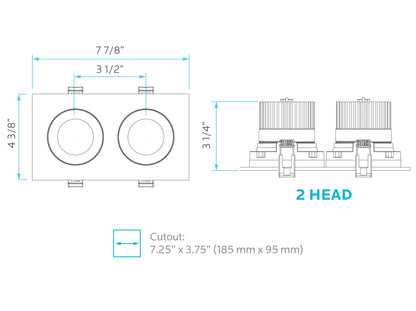 Luxrite LED Double Head Gimbal White Canless Spotlight, 24W, 1400 Lumens, Color Selectable - 2700K/3000K/3500K/4000K/5000K, 80 CRI, Dimmable (LR32183)