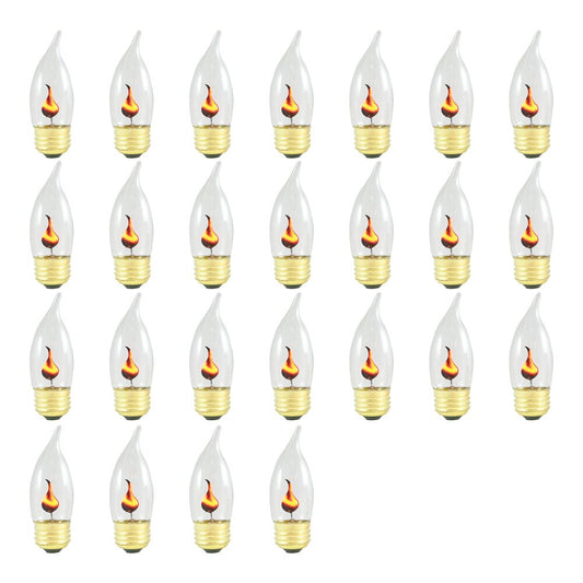 Bulbrite Pack of (25) 3 Watt Dimmable Clear CA10 Incandescent Light Bulbs with Medium (E26) Base, 2700K Warm White Light