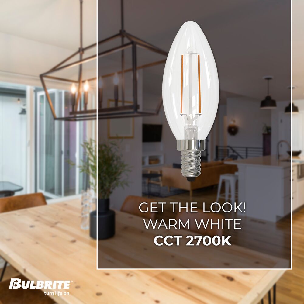 Bulbrite LED Filament B11 Dimmable Candelabra Screw Base (E12) Light Bulb 40 Watt Equivalent 2700K, Clear 48-Pack