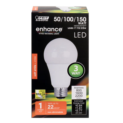 800 / 1600 / 2200 Lumen 2700K 3-Way Non-Dimmable LED