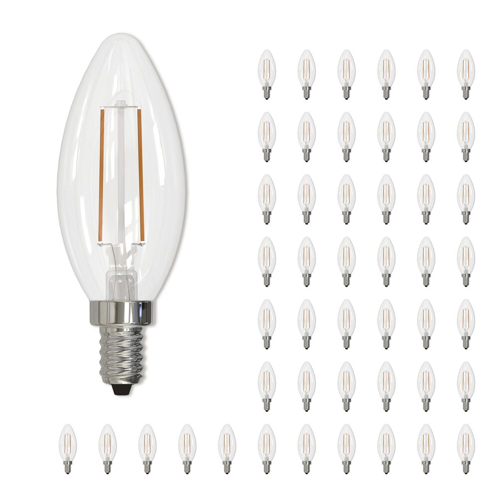 Bulbrite LED Filament B11 Dimmable Candelabra Screw Base (E12) Light Bulb 40 Watt Equivalent 2700K, Clear 48-Pack