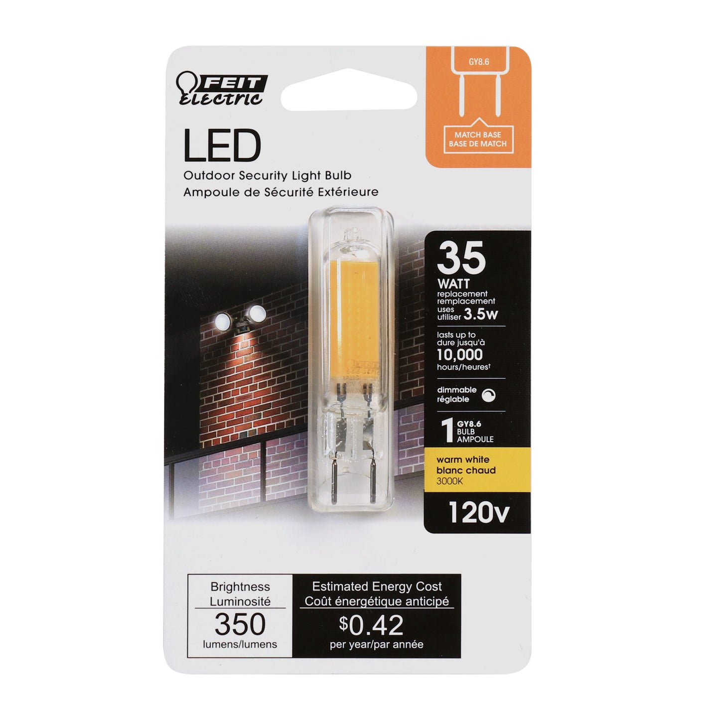 35 Watt Equivalent GY8.6 Base Specialty Dimmable LED Light Bulb