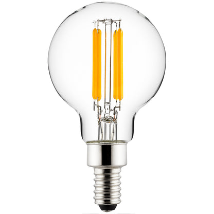 Sunlite 41548-SU LED G16.5 Filament Style Globe Light Bulb, 5 Watts (60W Equivalent), 500 lumens, Dimmable, Candelabra Base (E12), UL Listed, 50K Super White, 6 Pack