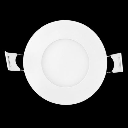 Luxrite LED 3" Mini Panel Round Smooth Canless Wafer Spotlight, 8W, 540 Lumens, Color Selectable - 2700K/3000K/3500K/4000K/5000K, 80 CRI, White Finish, Dimmable, Pack of 3 (LR23751)