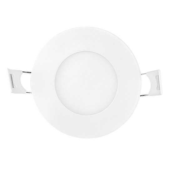 Luxrite LED 3" Mini Panel Round Smooth Canless Wafer Spotlight, 8W, 540 Lumens, Color Selectable - 2700K/3000K/3500K/4000K/5000K, 80 CRI, White Finish, Dimmable (LR23751)