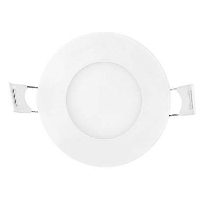 Luxrite LED 3" Mini Panel Round Smooth Canless Wafer Spotlight, 8W, 540 Lumens, Color Selectable - 2700K/3000K/3500K/4000K/5000K, 80 CRI, White Finish, Dimmable (LR23751)