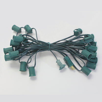Empty Christmas Light String Set, C9 Shape, 12 Foot, Intermediate Base, Green Wire, 25 Light Holder with 12" Spacing Between Lights