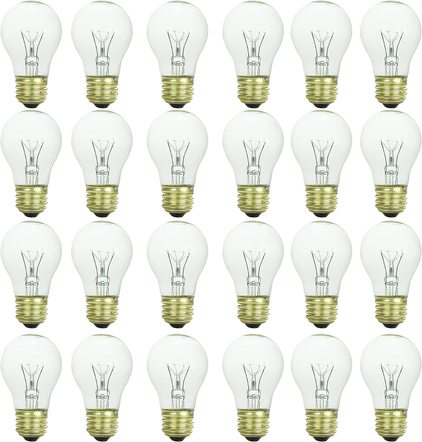 Sunlite Incandescent Appliance A15 Light Bulb, 60 Watts, 560 Lumens, 130 Volts, Medium Base (E26), Dimmable, Mercury Free, 2600K Warm White, Clear, 24 Count