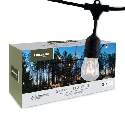 Bulbrite 30-foot String Light Kit with Clear Vintage Style S14 Incandescent Light Bulbs