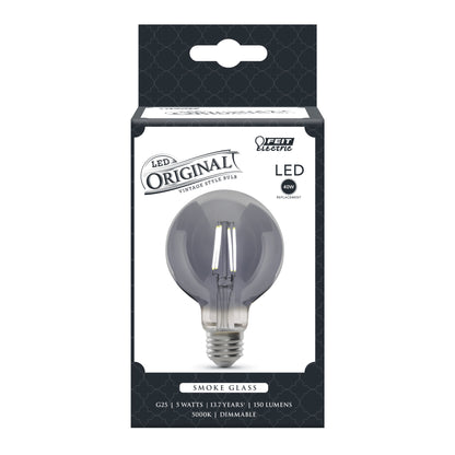 40 W Equivalent Daylight G25 Dimmable Glass Filament LED