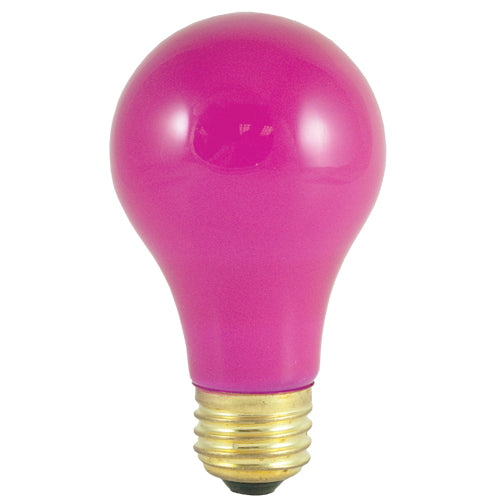 Bulbrite 60A/CP 60 Watt Incandescent A19 Party Bulb, Medium Base, Ceramic Pink