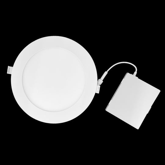 Luxrite LED 6" Mini Panel High Output Round Smooth Canless Wafer Spotlight, 15W, 1400 Lumens, Color Selectable - 2700K/3000K/3500K/4000K/5000K, 80 CRI, White Finish, Dimmable (LR23745)