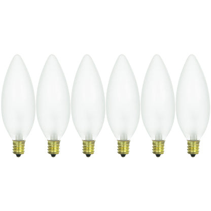 Sunlite 60 Watt Torpedo Tip Chandelier , Candelabra Base, Frost