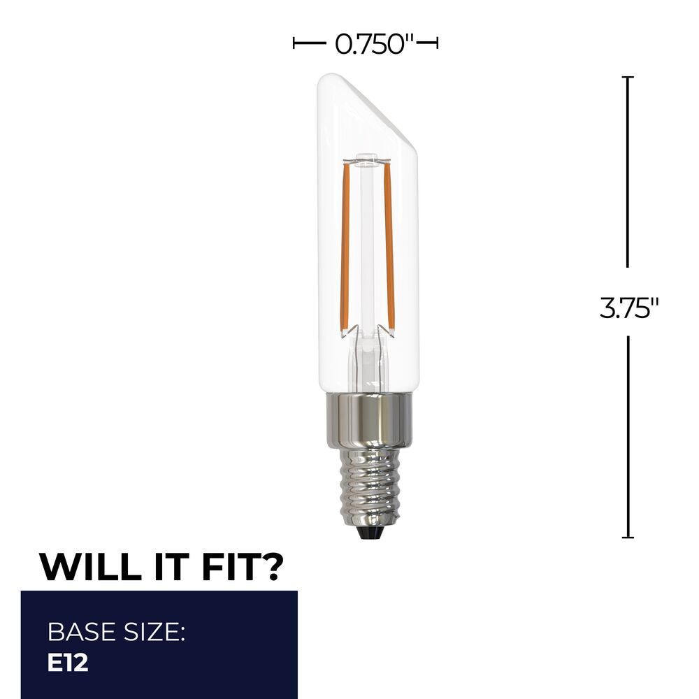 Bulbrite LED Filament Pack of (4) 4.5 Watt Dimmable T6SL Light Bulbs with a Clear Finish and Candelabra (E12) Base - 3000K (Soft White Light), 400 Lumens