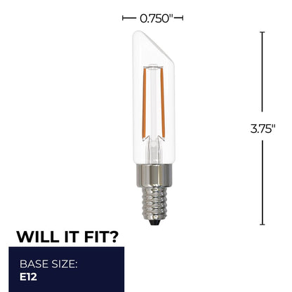 Bulbrite LED Filament Pack of (4) 4.5 Watt Dimmable T6SL Light Bulbs with a Clear Finish and Candelabra (E12) Base - 3000K (Soft White Light), 400 Lumens