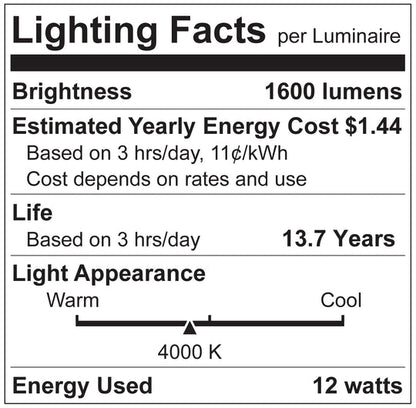 Luxrite LED A19 Light Bulb, E26 Medium Base, 12W, 4000K - Cool White, 1600 Lumens, 80 CRI, Clear Glass Filament Finish, Dimmable, Pack of 6 (LR21662)