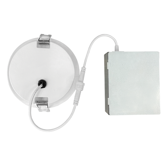 Luxrite LED 4" Mini Panel High Output Round Gimbal Canless Wafer Spotlight, 12W, 950 Lumens, Color Selectable - 2700K/3000K/3500K/4000K/5000K, 80 CRI, White Finish, Dimmable, Pack of 2 (LR23742)