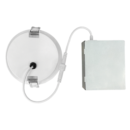 Luxrite LED 4" Mini Panel High Output Round Gimbal Canless Wafer Spotlight, 12W, 950 Lumens, Color Selectable - 2700K/3000K/3500K/4000K/5000K, 80 CRI, White Finish, Dimmable, Pack of 2 (LR23742)