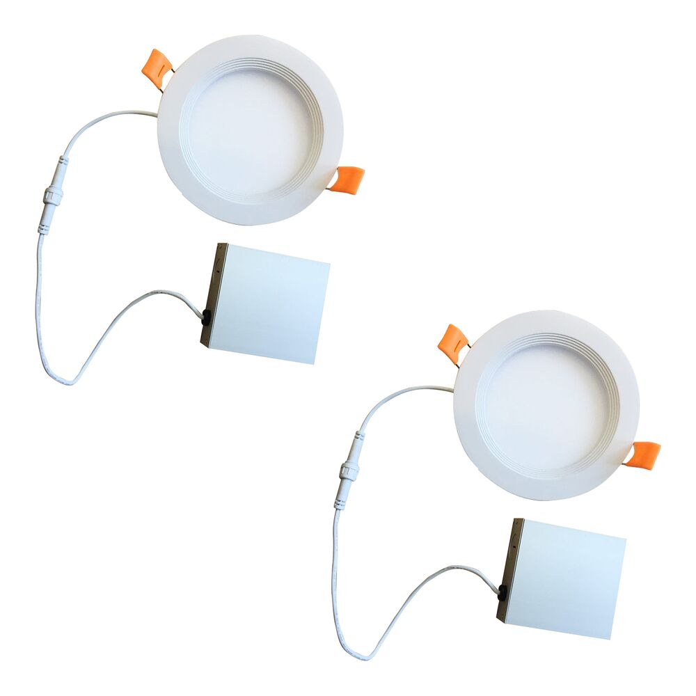 Bulbrite Pack of (2) LED 6" Round Recessed Downlight Fixture with Metal Jbox & Baffle, 70W Equivalent, 4000K/Cool White, White Finish