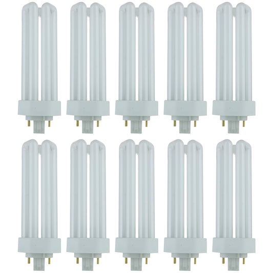 Sunlite PLT32/E/SP35K/10PK Fluorescent 32W PLD Triple U-Shaped Twin Tube CFL Bulbs, 4-Pin GX24Q-3 Base, 3500K Neutral White, 10 Pack