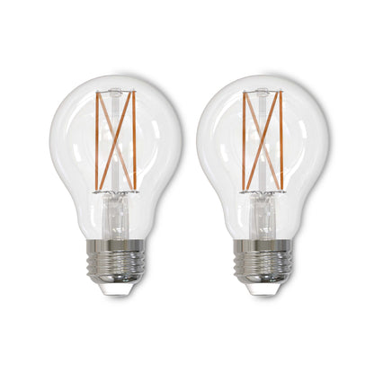 Bulbrite Pack of (2) 8.5 Watt Dimmable Clear Filament A19 Medium (E26) LED Bulb - 850 Lumens, 2700K, and 90 CRI