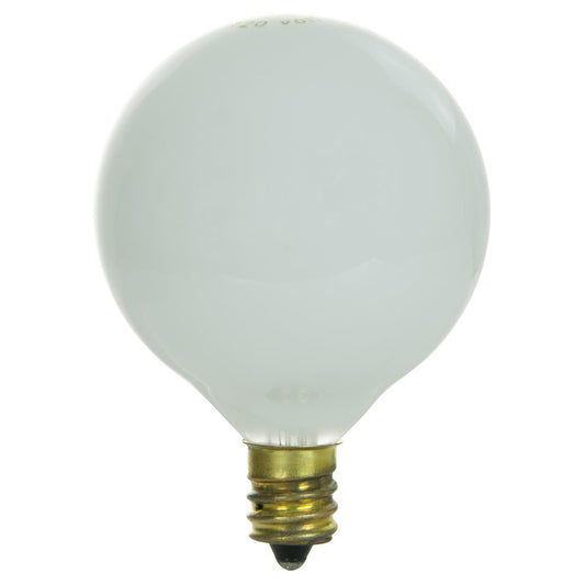 Sunlite 40 Watt G16.5 Globe, Candelabra Base, White