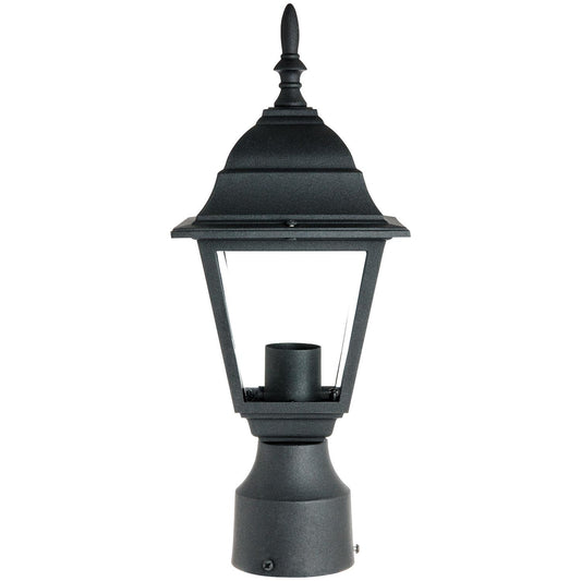 Sunlite 41322-SU Post Mount Carriage Lamp Fixture, Medium Base (E26) Socket, Mounts on 3" Post (Not Included), UL Listed, Black Finish