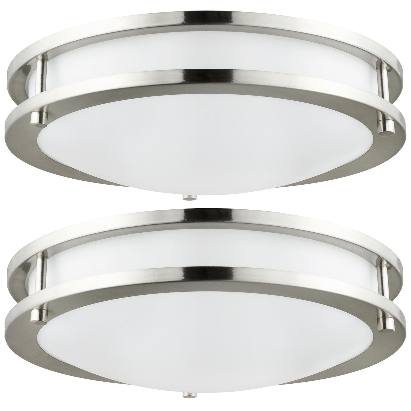 Sunlite 88355-SU LED Double Band Round Ceiling Fixture, 10-Inch, 15 Watt, 950 Lumens, Dimmable, Brushed Nickel Finish, ETL Listed, Energy Star, 30K - Warm White