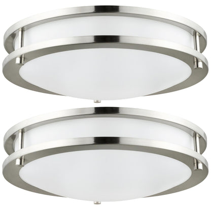 Sunlite 88355-SU LED Double Band Round Ceiling Fixture, 10-Inch, 15 Watt, 950 Lumens, Dimmable, Brushed Nickel Finish, ETL Listed, Energy Star, 30K - Warm White