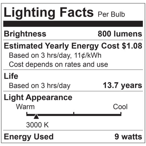 Sunlite 80682-SU LED A19 Light Bulbs, 9 Watts (60W Equivalent), Medium Base (E26), Non-Dimmable, Frost, UL Listed, 30K - Warm White 18 Pack