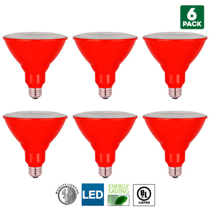 Sunlite LED PAR38 Red Floodlight Bulb, 8W (25W Equivalent), Medium (E26) Base, Indoor, Outdoor, Wet Location, Turtle Safe and Wildlife Friendly, 25,000 Hour Lifespan, UL Listed