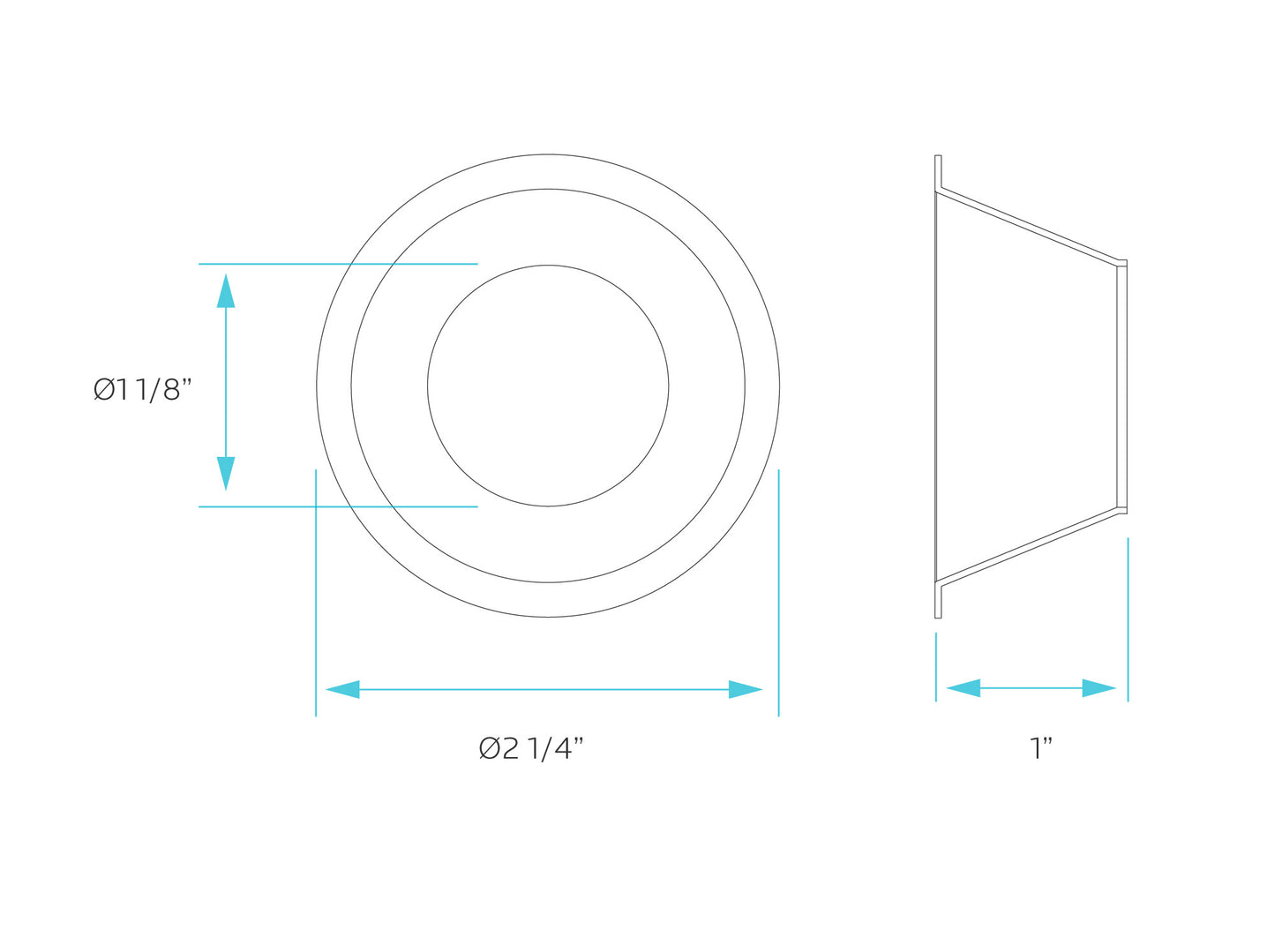 Luxrite 2" Regressed Interchangeable Canless Spotlight Black Finish Reflector, Pack of 7 (LR23423)