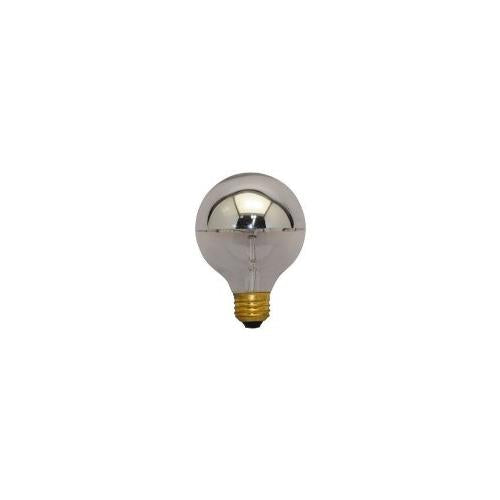 Bulbrite 60G25HM 60 Watt Dimmable Incandescent Half Chrome G25 Globe Bulb, Medium Base