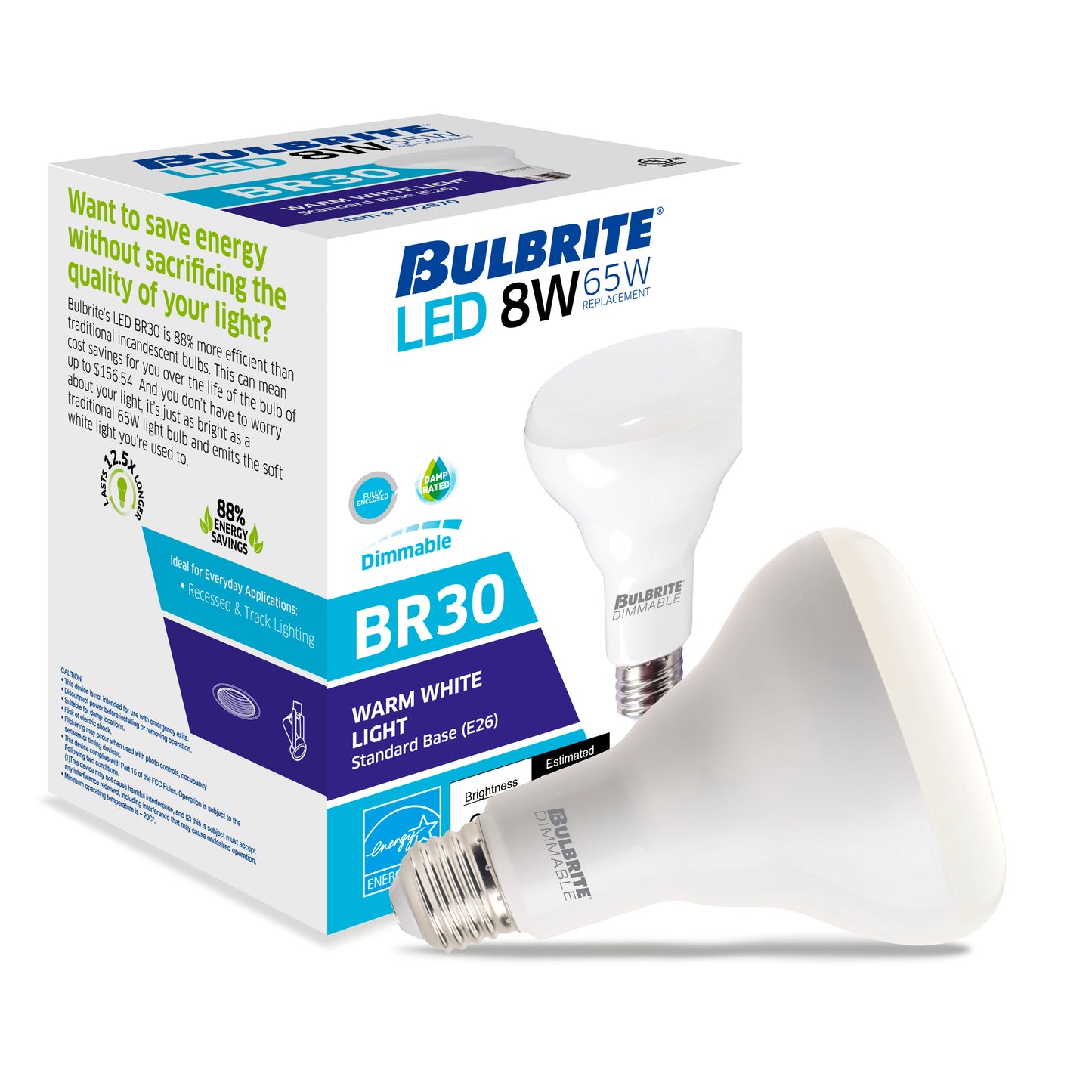 BULBRITE 8W LED BR30 2700K E26 120V-4PK