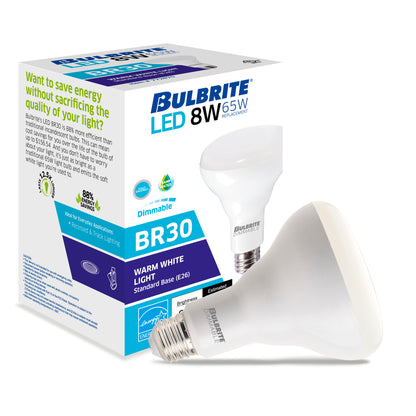 BULBRITE 8W LED BR30 2700K E26 120V-4PK