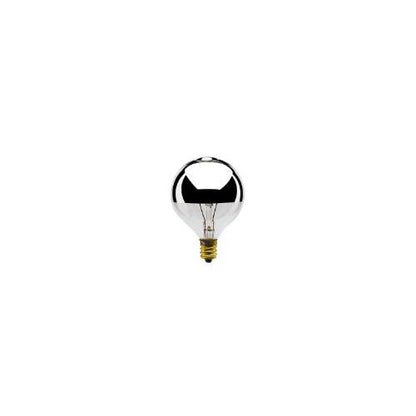 Bulbrite 40G16HM 40 Watt Dimmable Incandescent Half Chrome G16.5 Globe Bulb, Candelabra Base