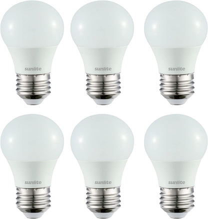 Sunlite 80218-SU LED A15 Refrigerator Light Bulb, 5.5 Watts (40W Equivalent), 450 Lumens,  Medium Base (E26), Dimmable, Frosted Finish, UL Listed, Energy Star, 4000K Cool White, 6 Pack
