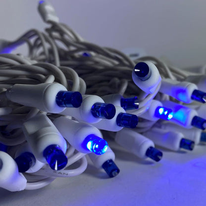 SUPER STROBE 50-LITE 4" SPACING 5MM LED LIGHT SET; BLUE BULBS; WHITE WIRE, Approx. 17'4" Long