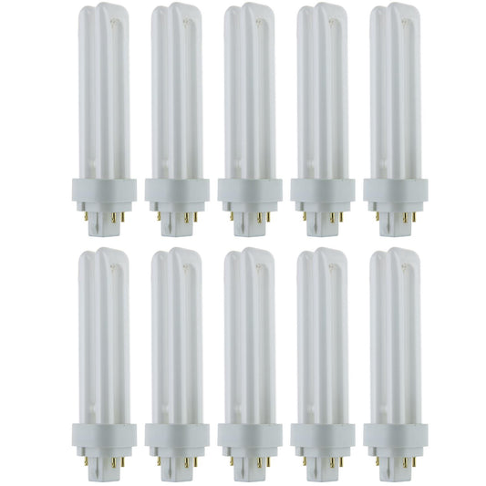 Sunlite 18 Watt PLD 4-Pin Double U-Shaped Twin Tube, G24Q-2 Base, Warm White, 10-Pack