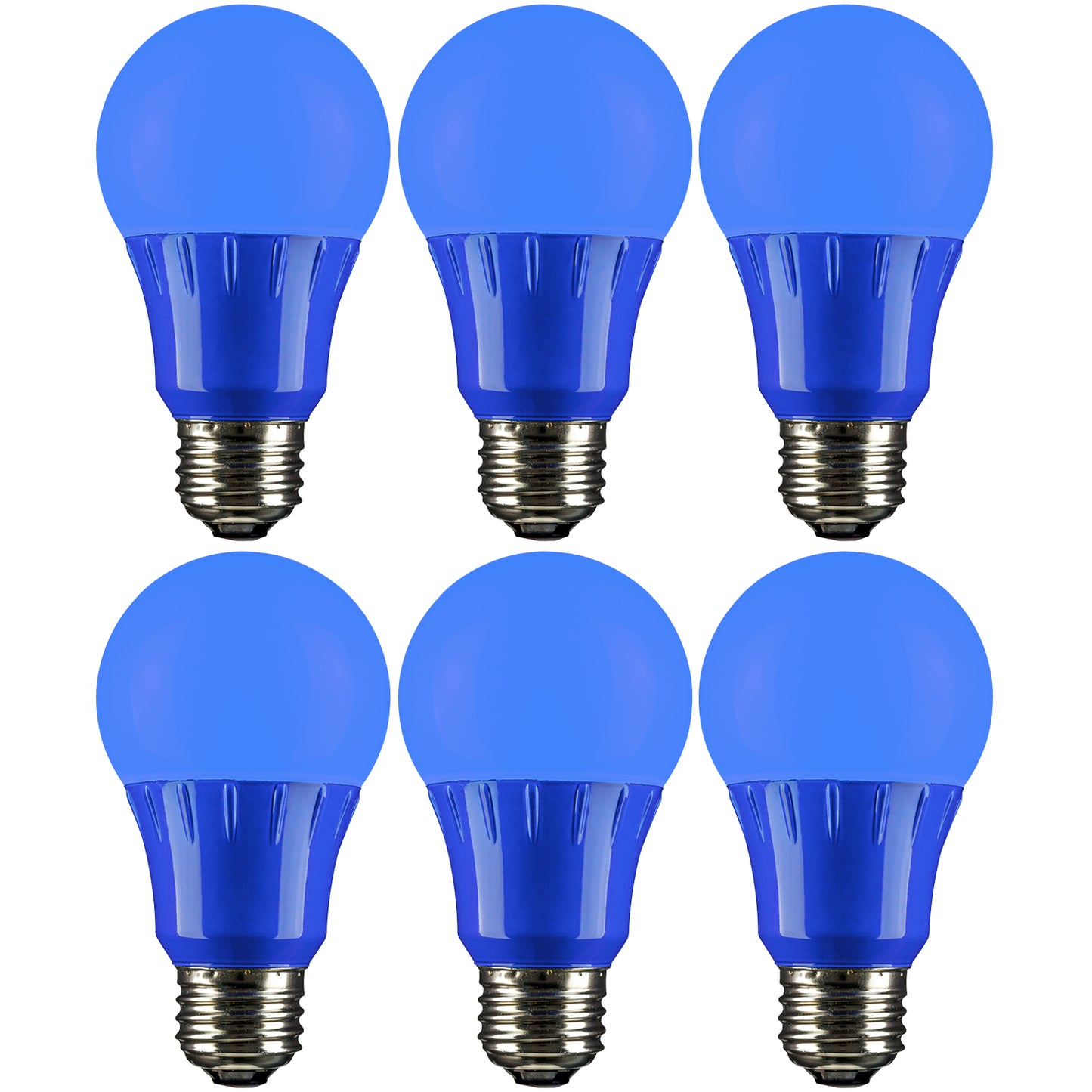 SUNLITE A19/3W/B/LED/6PK LED Colored A19 3W Light Bulbs with Medium (E26) Base (6 Pack), Blue