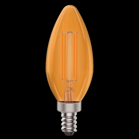 Luxrite LED B11 Colored Filament Torpedo Light Bulb, E12 Candelabra Base, 4.5W, Orange Finish (LR21746)