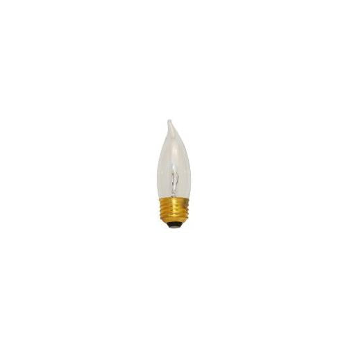 Bulbrite B40EFC 40 Watt Incandescent CA10 Flame TIp Chandelier Bulb, Medium Base, Clear, 2-Pack