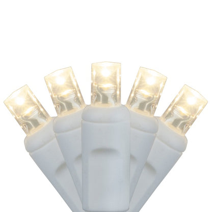 SUPER STROBE 50-LITE 4" SPACING 5MM LED LIGHT SET; SUN WARM WHITE BULBS; WHITE WIRE, Approx. 17'4" Long