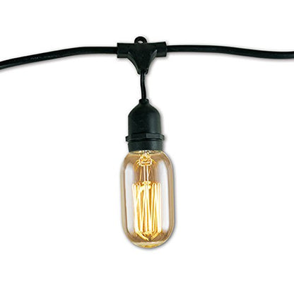 Bulbrite STRING15/E26-NOS40T14 Outdoor String Light w/Vintage Edison Tubular Spiral Bulbs, 48-Feet, 15 Lights